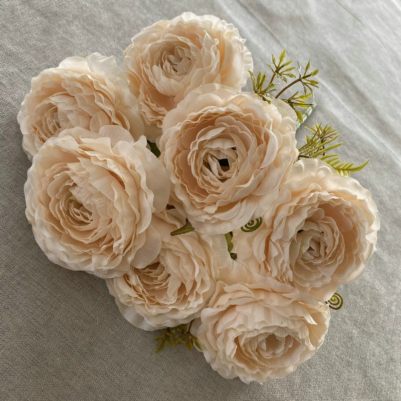 16" Silk Peony Bush with 7 Blooms, Artificial Flowers for Weddings & Home Decor, Realistic Faux Floral Arrangement