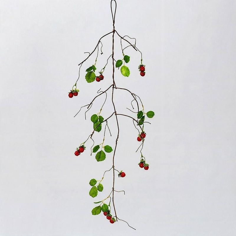 Artificial Raspberry Vine Garland with Berries and Leaves, 38 Inches Long, Rustic Home Decor, Wedding Arch, and Event Styling