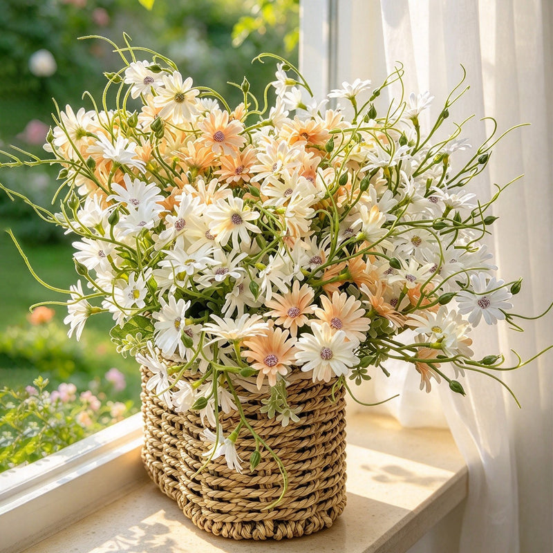 Artificial Dutch Chrysanthemum Bush, 15" Tall, Silk-Like Fabric, Indoor Home Decor Bouquet