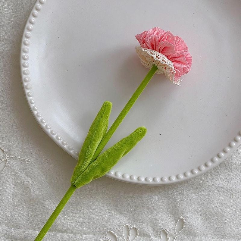 Artificial Silk-Like Carnation Bouquet, 10 Blooms, 14" Tall, DIY Home Decor, Wedding, Party Floral Arrangement