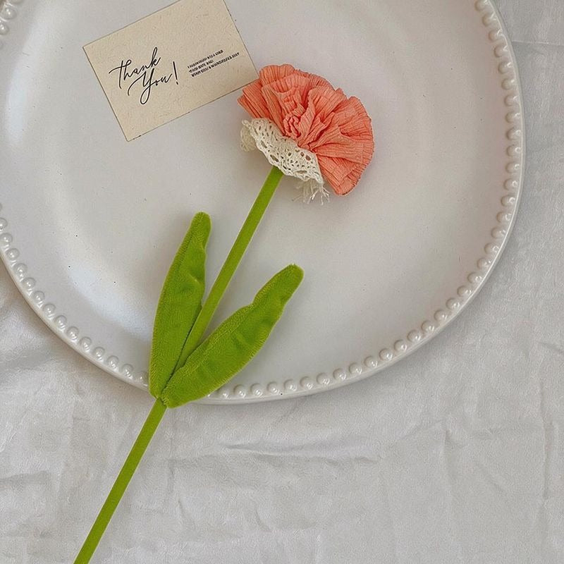 Artificial Silk-Like Carnation Bouquet, 10 Blooms, 14" Tall, DIY Home Decor, Wedding, Party Floral Arrangement