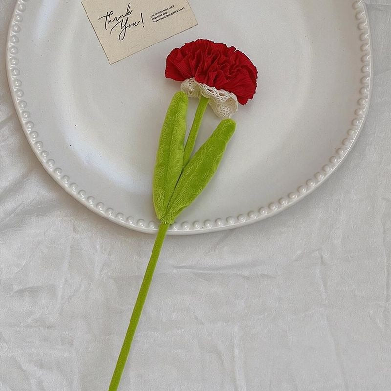 Artificial Silk-Like Carnation Bouquet, 10 Blooms, 14" Tall, DIY Home Decor, Wedding, Party Floral Arrangement