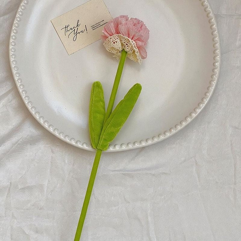 Artificial Silk-Like Carnation Bouquet, 10 Blooms, 14" Tall, DIY Home Decor, Wedding, Party Floral Arrangement