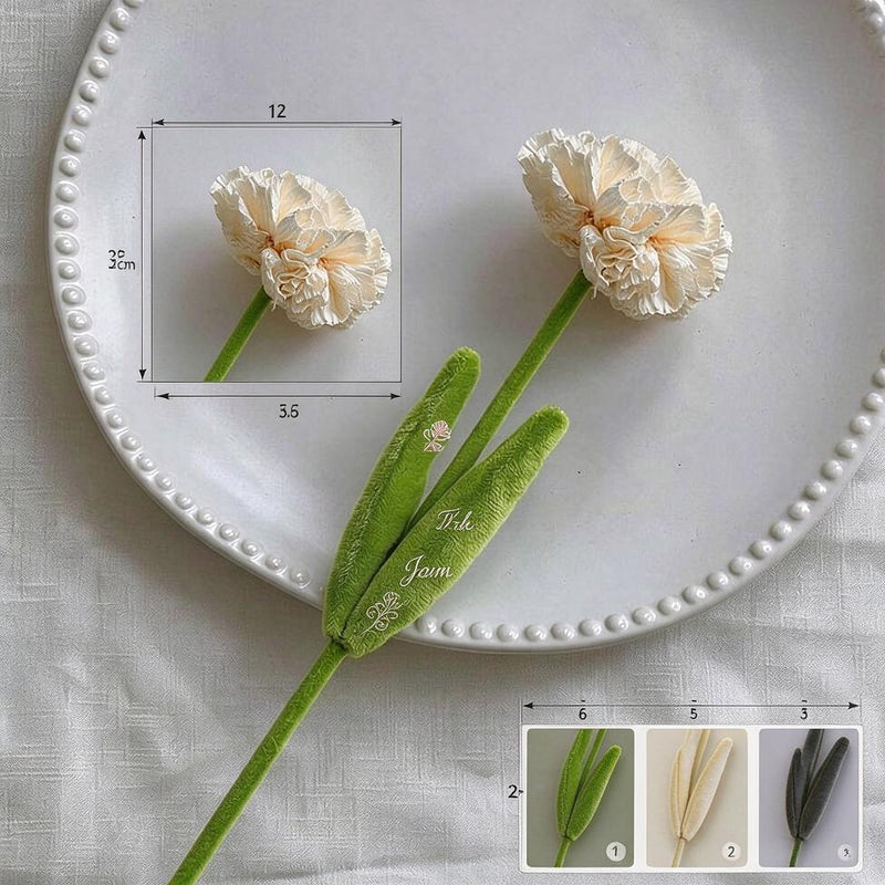 Artificial Silk-Like Carnation Bouquet, 10 Blooms, 14" Tall, DIY Home Decor, Wedding, Party Floral Arrangement