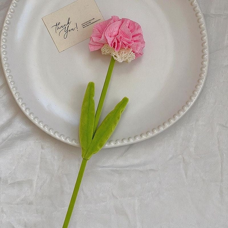 Artificial Silk-Like Carnation Bouquet, 10 Blooms, 14" Tall, DIY Home Decor, Wedding, Party Floral Arrangement