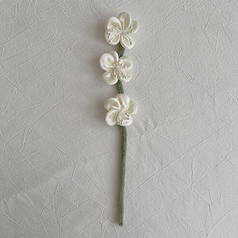Artificial Plum Blossom Bouquet, Set of 10 Stems with 30 Blooms, 12" Tall Faux Silk Flowers for Wedding Centerpieces, Home Decor