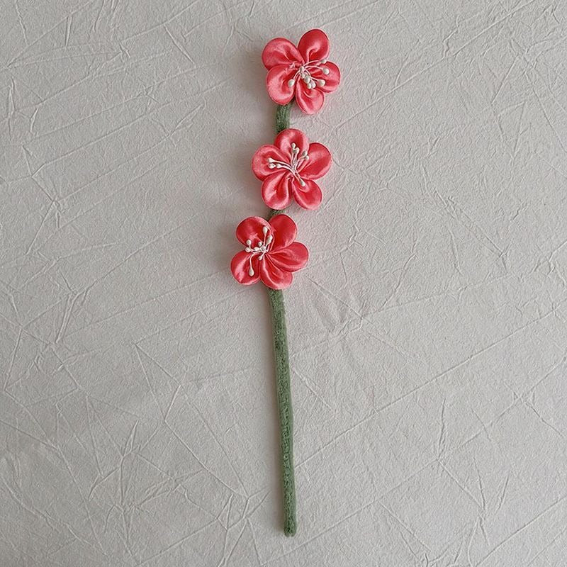 Artificial Plum Blossom Bouquet, Set of 10 Stems with 30 Blooms, 12" Tall Faux Silk Flowers for Wedding Centerpieces, Home Decor