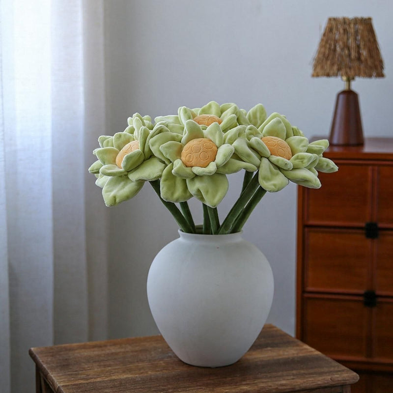Artificial Lotus Flower, Single Stem with Bendable Stem, 17" Tall, Faux Silk Fabric, Home Decor, Wedding, Party