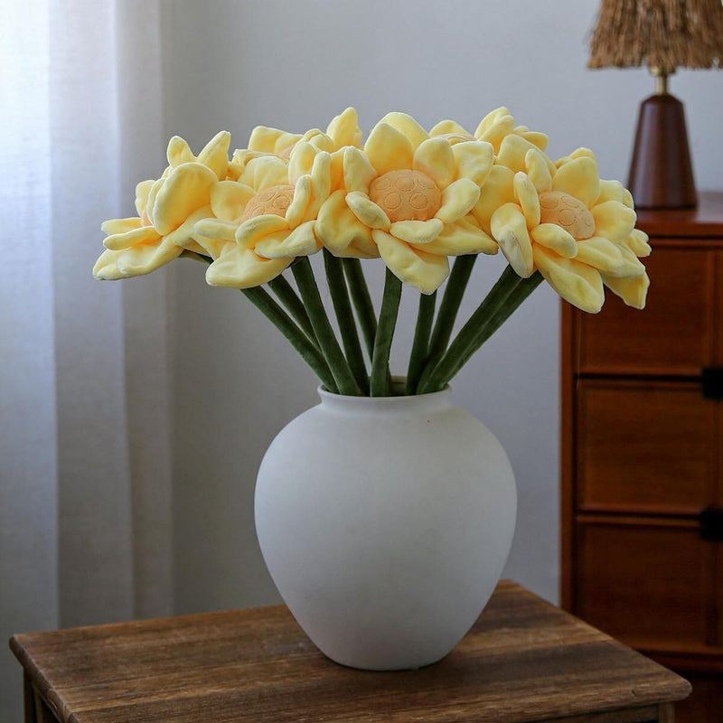 Artificial Lotus Flower, Single Stem with Bendable Stem, 17" Tall, Faux Silk Fabric, Home Decor, Wedding, Party