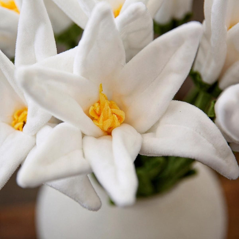Faux Lily Single Stem, 20" Tall with 3" Bloom, Fluffy Fabric Realistic Artificial Flower for Home Decor, Weddings & Events