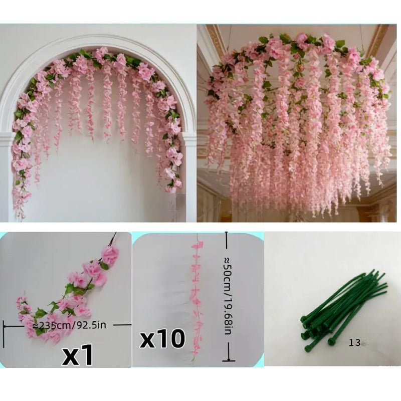 Artificial Wisteria Vine Garland, 91" Silk-Like Faux Floral Decor for Home, Wedding & Events