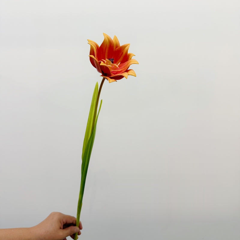 27" Artificial Tulip Stem, Single Bloom Faux Flower for Home Decor, Weddings & Events, Allergy-Free & Zero Maintenance