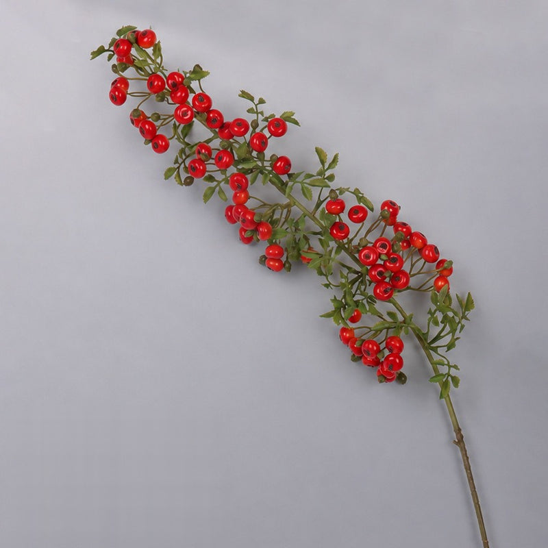 Artificial Red Berry Bush, 34" Rustic Faux Berry Stems for Wedding Centerpieces, Home Decor, and Seasonal Displays