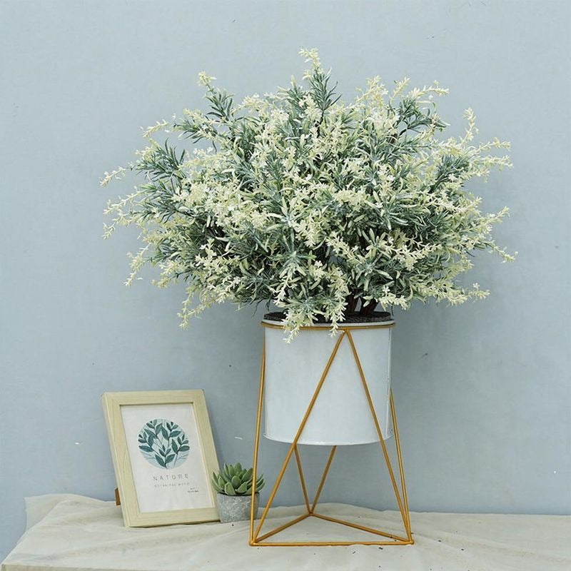Single Stem Artificial Lavender & Water Grass, 18.5" Realistic Faux Floral for Home Decor, Weddings & Events