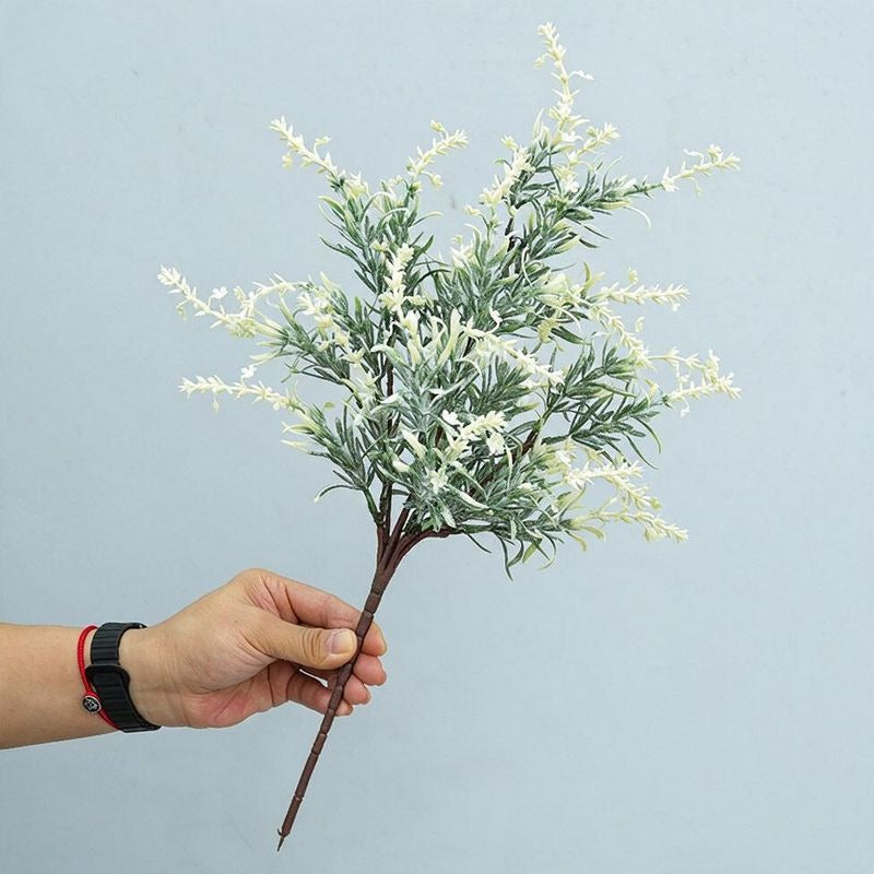 Single Stem Artificial Lavender & Water Grass, 18.5" Realistic Faux Floral for Home Decor, Weddings & Events