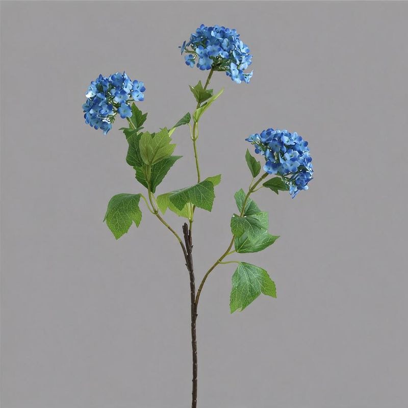 Artificial Hydrangea Bush with 3 Blooms, 27.5" Faux Silk Floral Arrangement for Home Decor, Weddings & Events