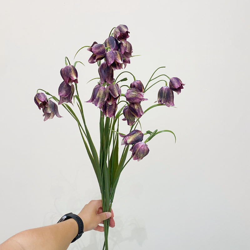Faux Fritillaria Flower Bush with 5 Blooms, 28" Realistic Artificial Greenery for Wedding Centerpieces & Home Decor
