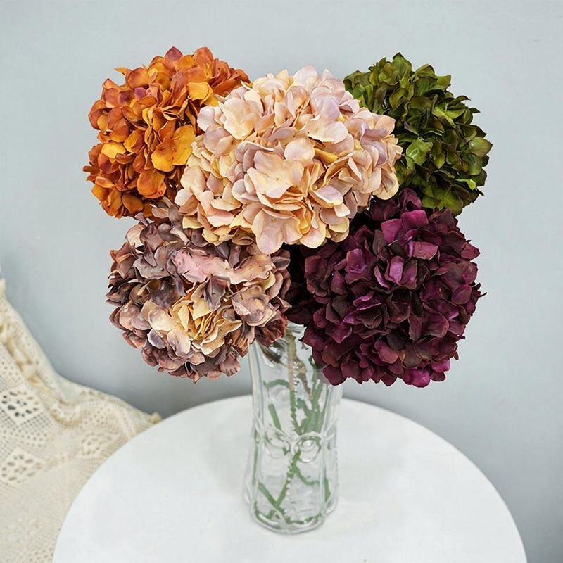 Single Stem Burnt Edge Hydrangea, 28" Artificial Flower for Wedding Decor, Home & Commercial Styling