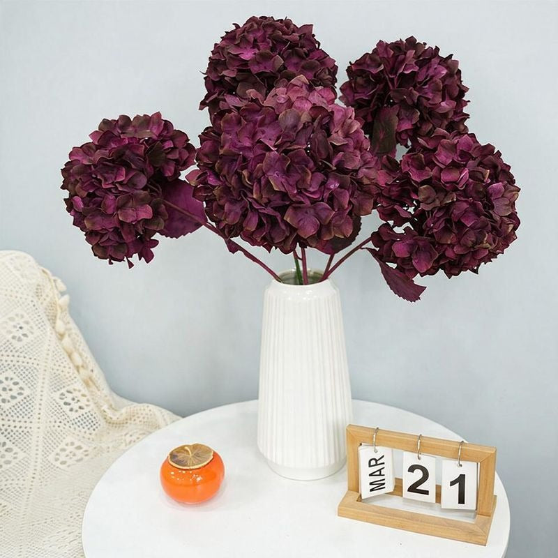 Single Stem Burnt Edge Hydrangea, 28" Artificial Flower for Wedding Decor, Home & Commercial Styling