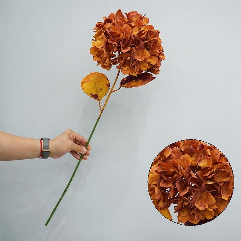 Single Stem Burnt Edge Hydrangea, 28" Artificial Flower for Wedding Decor, Home & Commercial Styling