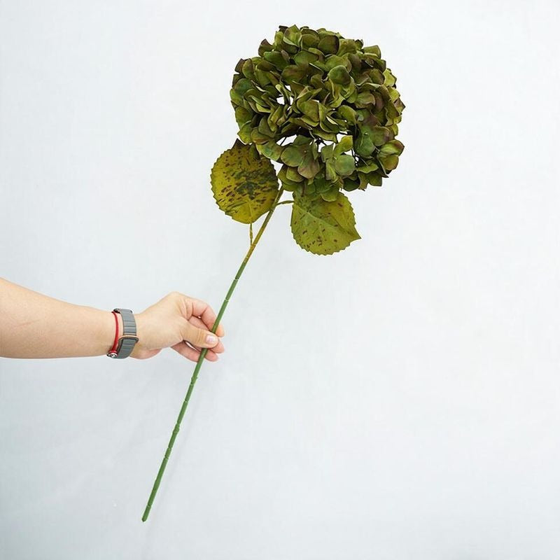Single Stem Burnt Edge Hydrangea, 28" Artificial Flower for Wedding Decor, Home & Commercial Styling