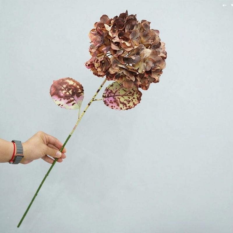 Single Stem Burnt Edge Hydrangea, 28" Artificial Flower for Wedding Decor, Home & Commercial Styling