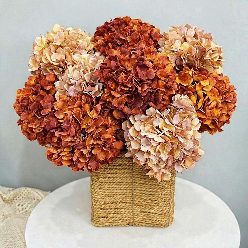 Single Stem Burnt Edge Hydrangea, 28" Artificial Flower for Wedding Decor, Home & Commercial Styling