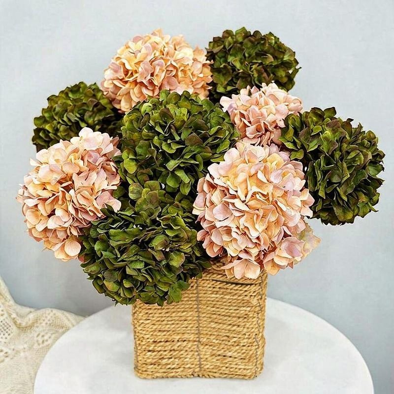 Single Stem Burnt Edge Hydrangea, 28" Artificial Flower for Wedding Decor, Home & Commercial Styling
