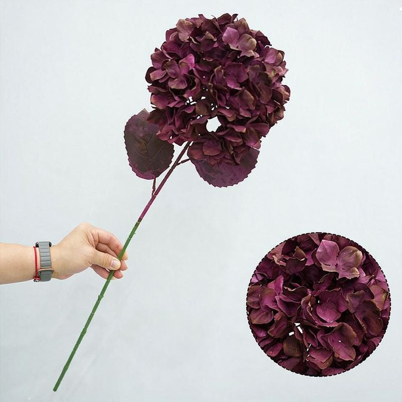Single Stem Burnt Edge Hydrangea, 28" Artificial Flower for Wedding Decor, Home & Commercial Styling