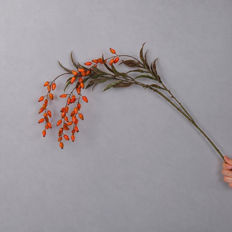 33" Artificial Goji Berry Bush, Realistic Fake Berry Stems for Home Decor, Weddings & Events