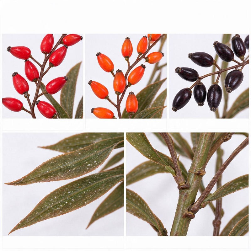 33" Artificial Goji Berry Bush, Realistic Fake Berry Stems for Home Decor, Weddings & Events