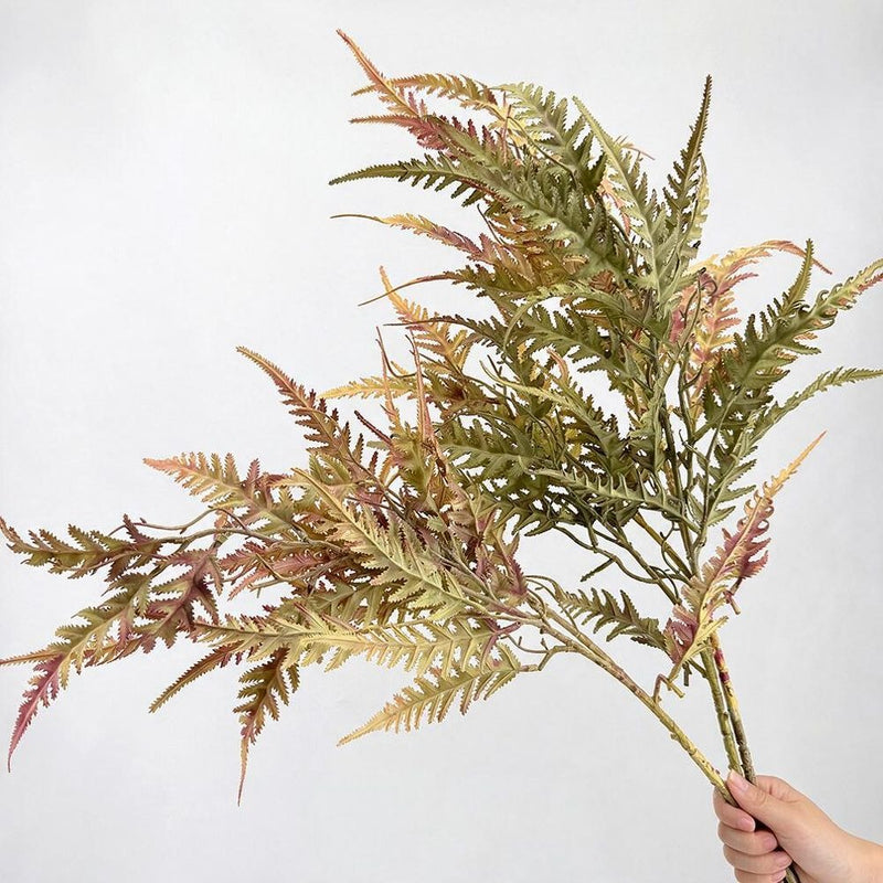 Artificial Persian Leaves Bush, 35" Tall Realistic Faux Greenery for Wedding Decor, Home Staging, Rustic & Boho Centerpieces