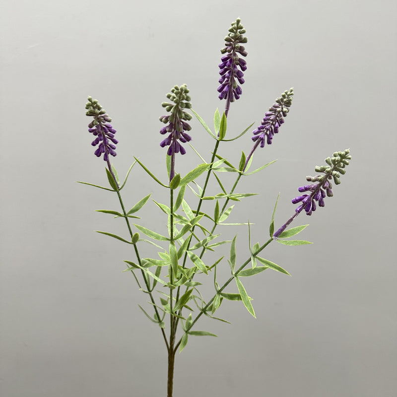 Artificial Lavender & Hyacinth Bush with 5 Blooms, 19" Tall, Realistic Plastic Faux Flowers for Home Decor, Weddings & Events