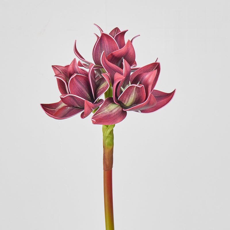 Artificial Clivia Amaryllis Bush with 3 Blooms, 22" Tall Realistic Faux Flowers for Wedding Centerpieces, Home Decor & Commercial Displays