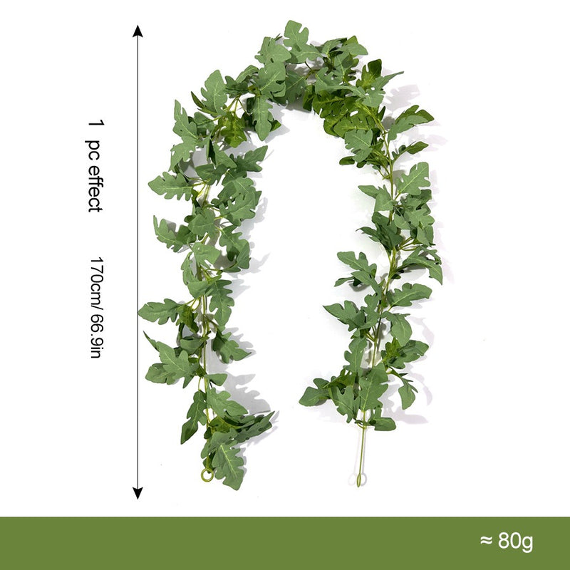 Artificial Chrysanthemum Leaf Garland Vine, Faux Silk Greenery Hanging Vine, Bendable Stems for Wedding, Home & Holiday Decor