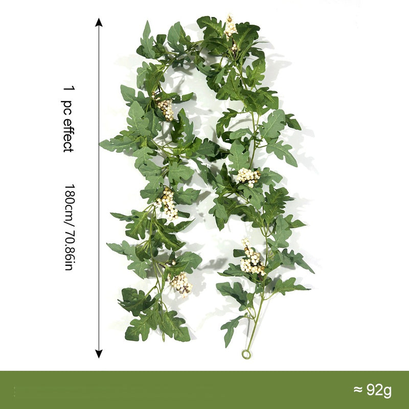 Artificial Chrysanthemum Leaf Garland Vine, Faux Silk Greenery Hanging Vine, Bendable Stems for Wedding, Home & Holiday Decor