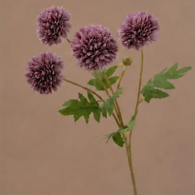 Autumn Dandelion & Chrysanthemum Bush, 4-Bloom Artificial Flower Arrangement for Home Decor, Weddings, and Events