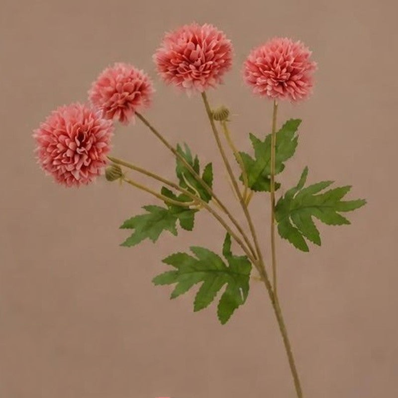 Autumn Dandelion & Chrysanthemum Bush, 4-Bloom Artificial Flower Arrangement for Home Decor, Weddings, and Events