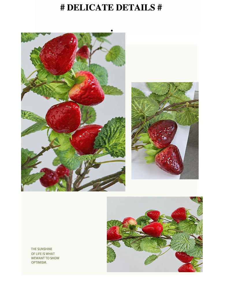Artificial Wild Berry Bush with Strawberry-Like Fruits, 35" Tall Faux Foam Berries for Home Decor, Weddings & Events