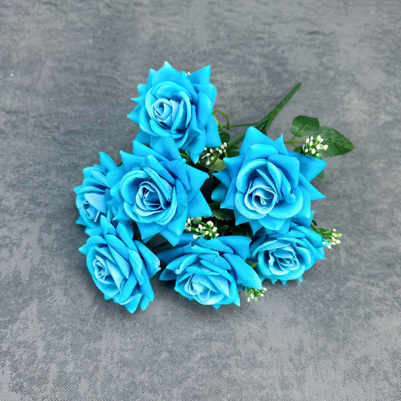 15" Artificial Silk Rose Bush with 7 Blooms, Realistic Faux Floral Arrangement for Home Decor, Weddings & Events