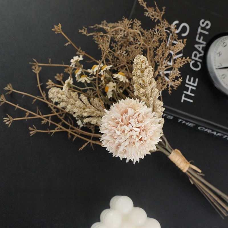 Artificial Dandelion & Wheat Ear Bouquet, Faux Pom Pom Mum Stems, Wedding, Home & Event Decor