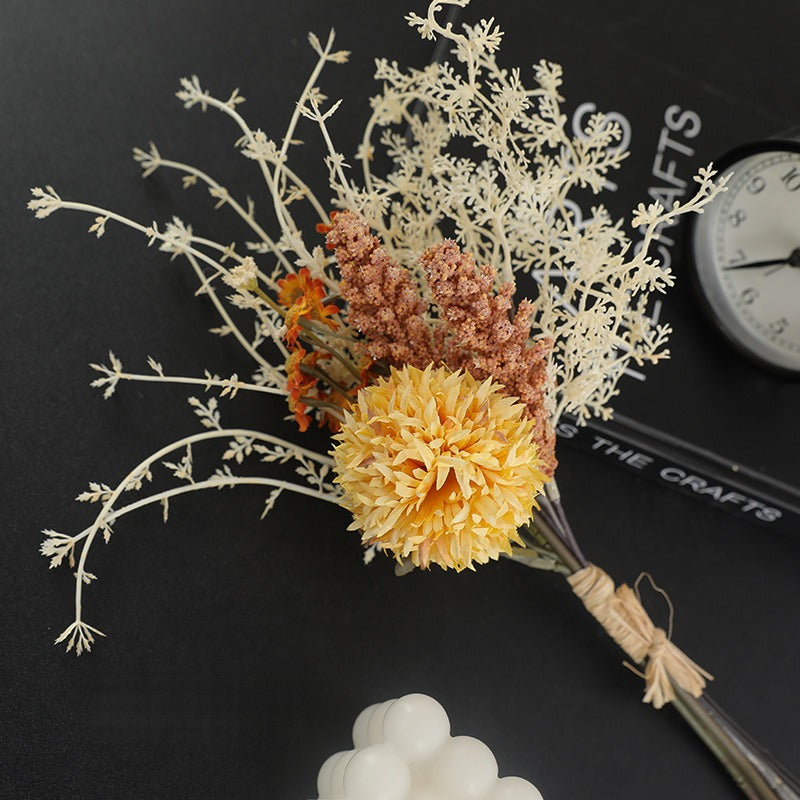 Artificial Dandelion & Wheat Ear Bouquet, Faux Pom Pom Mum Stems, Wedding, Home & Event Decor