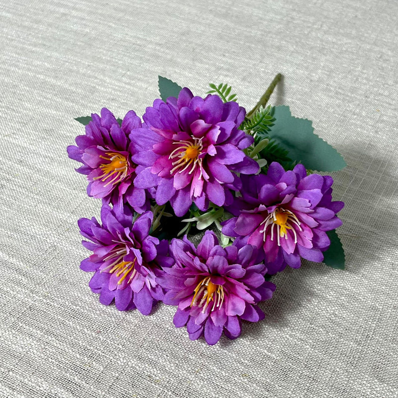 Artificial Cosmos Flower Bush with 5 Blooms, Faux Silk Fabric, Wedding, Home Decor & Office Floral Arrangement