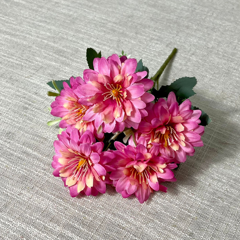 Artificial Cosmos Flower Bush with 5 Blooms, Faux Silk Fabric, Wedding, Home Decor & Office Floral Arrangement