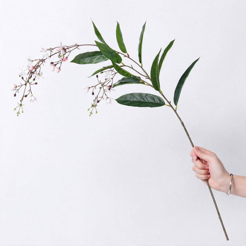 Artificial Jasmine Bush, Long Trailing Faux Jasmine Branches with PU Blooms, Indoor Floor Vase Filler for Wedding, Home Decor