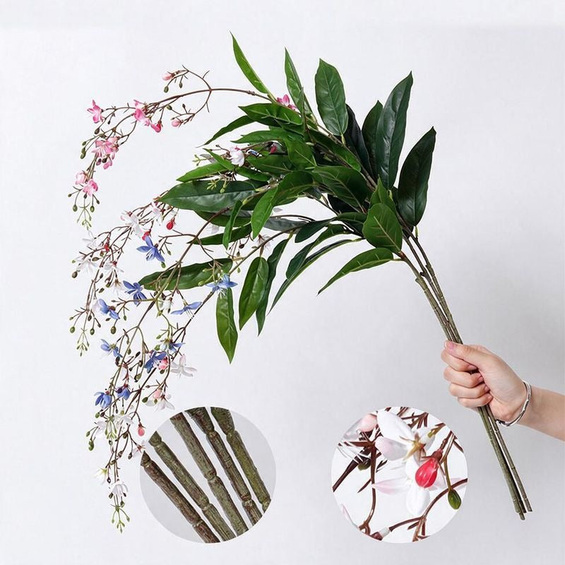 Artificial Jasmine Bush, Long Trailing Faux Jasmine Branches with PU Blooms, Indoor Floor Vase Filler for Wedding, Home Decor