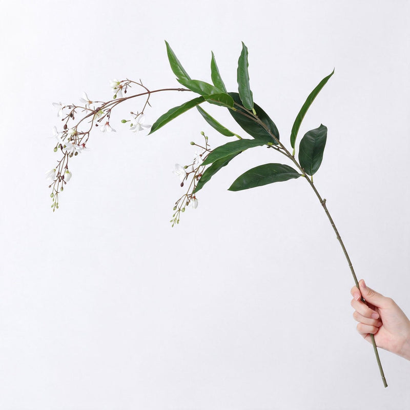 Artificial Jasmine Bush, Long Trailing Faux Jasmine Branches with PU Blooms, Indoor Floor Vase Filler for Wedding, Home Decor