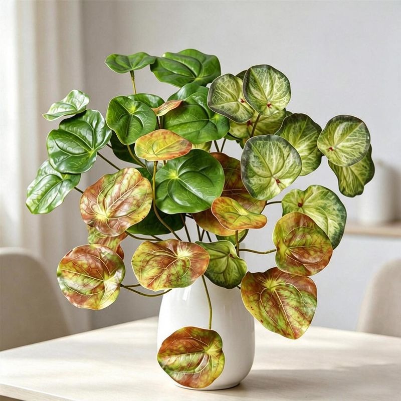 Artificial Mirror Leaf Pothos Bush, 12 Leaves, Plastic Greenery Stem for Vases, Home Decor, Weddings & Hotel Displays
