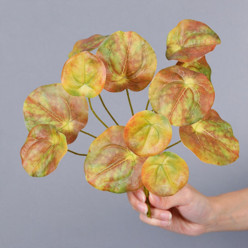 Artificial Mirror Leaf Pothos Bush, 12 Leaves, Plastic Greenery Stem for Vases, Home Decor, Weddings & Hotel Displays
