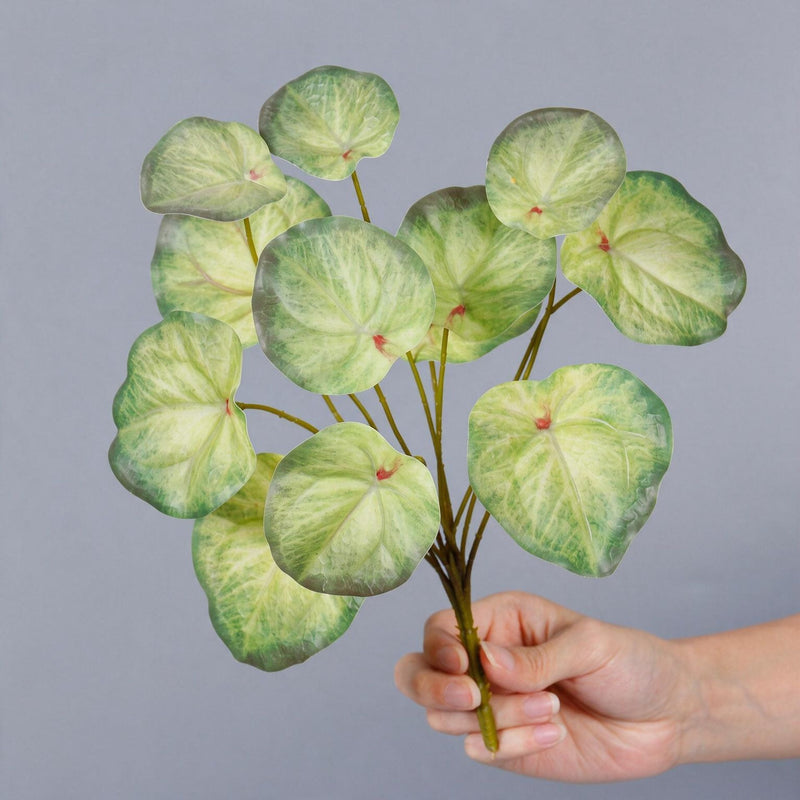 Artificial Mirror Leaf Pothos Bush, 12 Leaves, Plastic Greenery Stem for Vases, Home Decor, Weddings & Hotel Displays